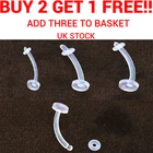 3 Curve Clear Retainer Eyebrow Nose Straight Ear Helix Daith Piercing Bars Lip