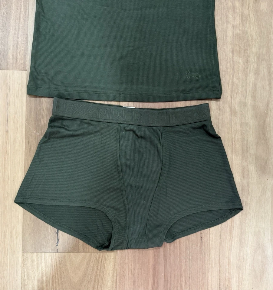 Peter Alexander Olive Green Khaki Rib Cami Tank & Boyshort Pj Set RP$99.95 Large - image 3 of 4