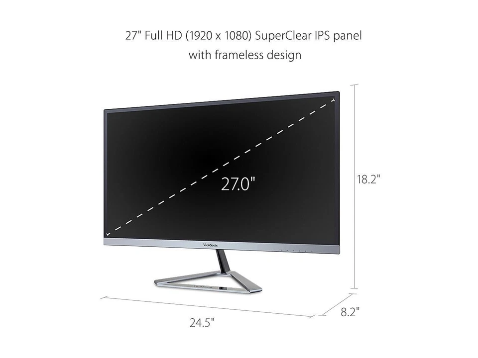 ViewSonic VX2776-SMHD 27 Inch 1080p Frameless Widescreen IPS Monitor with HDMI - Image 3 of 4