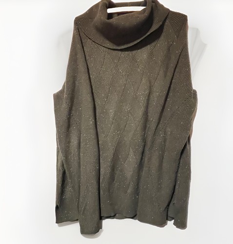 Talbots Damen Gr. XL grün gesprenkelt Wasserfallausschnitt Pullover Rippstrickpullover - Bild 1 von 3