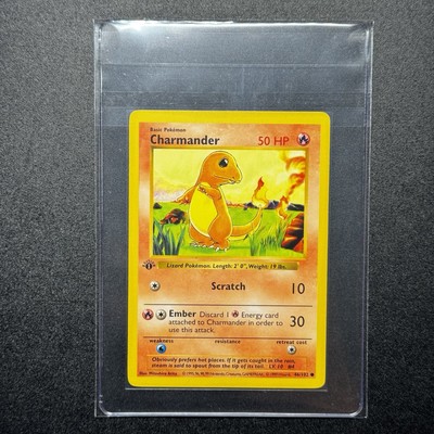 1st Ed. Shadowless Base Set Charmander 46/102 MINT Errors 3D Thick