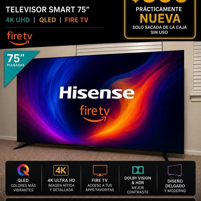 Hisense 75QD6QF 75in QLED 4K (2160p) Fire TV Smart TV HDR Dolby Vision