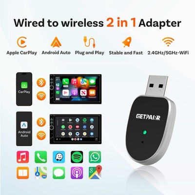 GetPairr Wireless CarPlay Android Auto Adapter Plug Play OTA Fast Connect