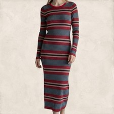 Abercrombie Fitch Sweater Midi Dress Small Ribbed Long Sleeve Y2K Grunge Stripes