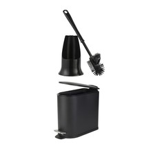 Beldray Silicone Toilet Brush & 5L Black Bin Set – Antibacterial, Space-Saving