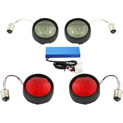 Custom Dynamics PB-HD-BB-B Black Pro-Beam LED Turn Signal Kit 02-11 Harley