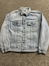 Vintage 90s Lee Authentic Jacket Jeans Denim Jacket Sz Large Light-Wash Distress