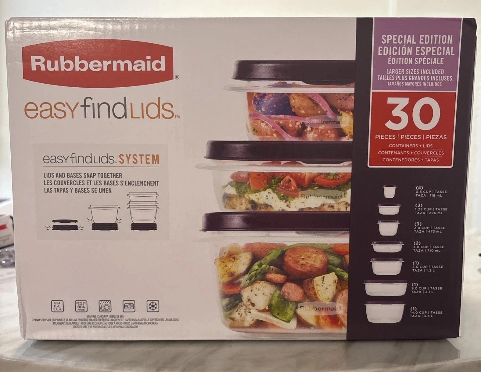 Rubbermaid 30pc Food Storage Containers Easy Find Lids Amethyst Special Edition