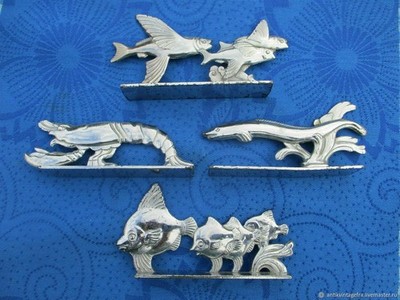Art Deco Messerhalter Set Fische und Hummer