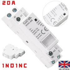 20 Amp 2 Pole Contactor Din Rail Mount Relay Unit Module 1NO 1NC White