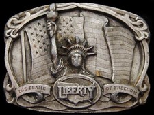 JE27132 VINTAGE 1985 STATUE OF LIBERTY THE FLAME OF FREEDOM PEWTER BUCKLE