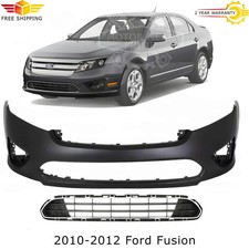 Front Bumper Cover Primed Plastic Bumper Grille Kit For 2010-2012 Ford Fusion Front Bumper Cover Primed Plastic Bumper Grille Kit For 2010-2012 Ford Fusion
