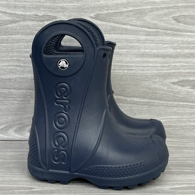Crocs Handle It Boots Kids C7 Navy Blue Rubber Rain Pull On Unisex 12803