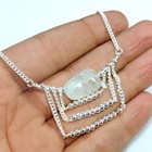 925 Silver Plated Pretty Beaded Crystal Quartz Necklace 19" Craft Jewelry AU H04