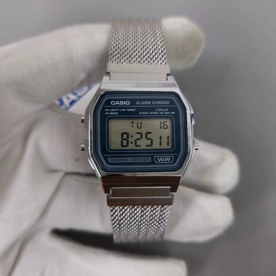 Casio Vintage Series A158WEM 3D Stainless Steel 33mm Green Dial Mesh Men's Watch