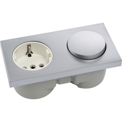 BERKER Integro Pure Schalter chrom matt + Steckdose polarweiß