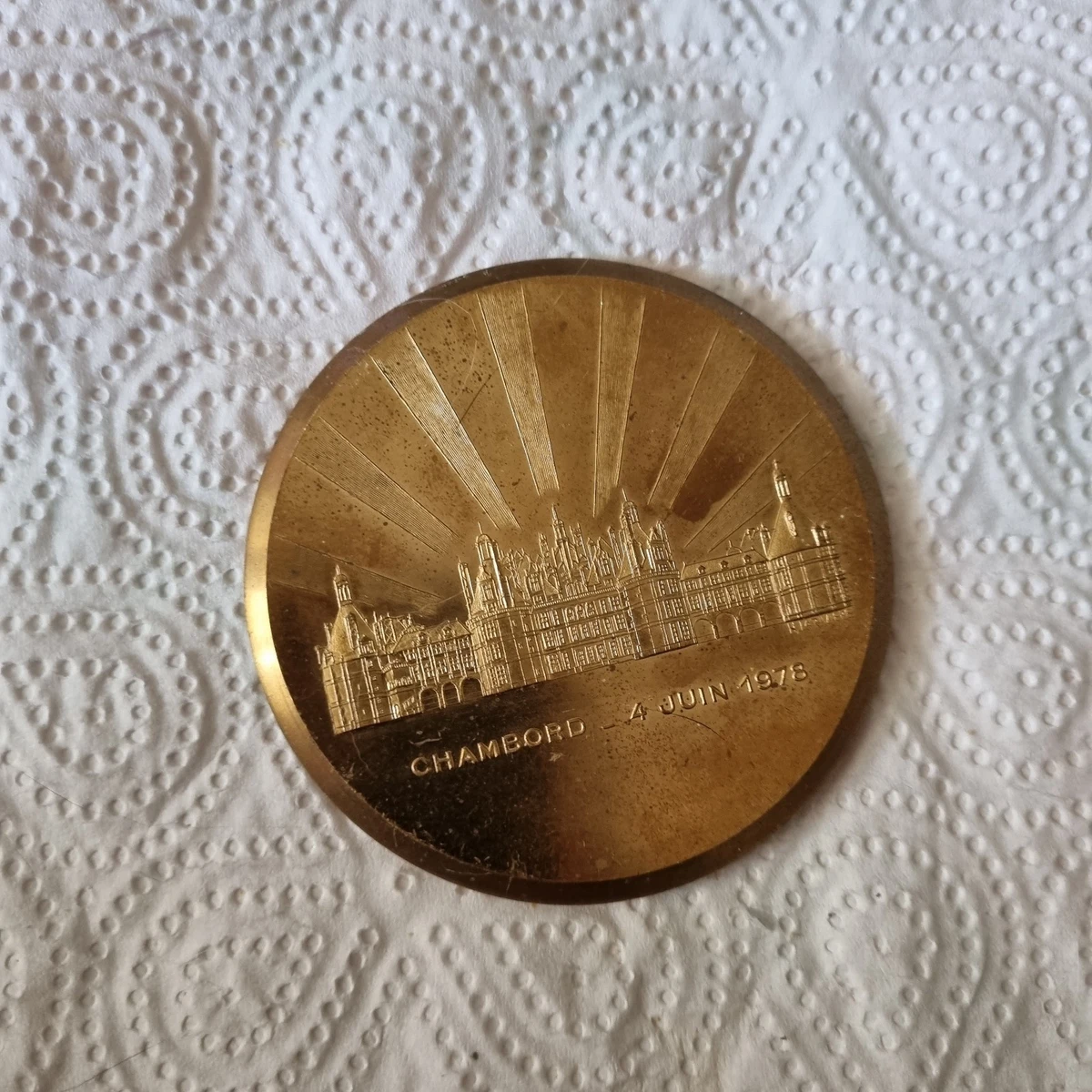 FRANCE MEDAILLE DES Voeux - Rebus Énorme Néoclassique Bronze Doré 100mm EUR 137,41 - FR