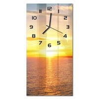 Wanduhr Glasuhr Im Hochformat Sonnenuntergang Meer Schwarze Zeiger 30X60 Cm