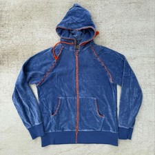 HYSTERIC GLAMOUR Velour Zip Hoodie Navy Rare Back Print