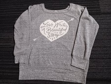 Cozy Pullover Sweatshirt Gray Size SMALL Women's Heart Sweatshirt Love    