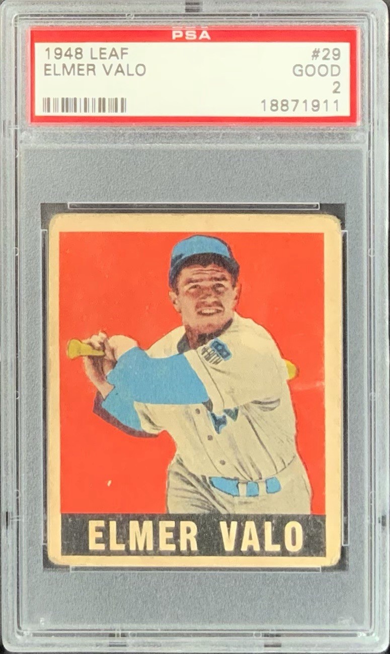 Elmer Valo, Rookie Card, 1948 Leaf #29 - PSA 2 - Good