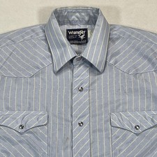 Wrangler Shirt Mens Large Blue Stripe Western Pearl Snap Long Sleeve Cowboy USA