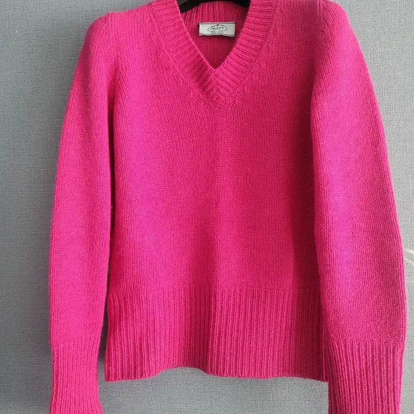 Prada Bright Pink V-Neck Knit Sweater - Size 55 thumbnail 9