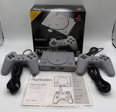 Sony PlayStation Classic Gray Console w/2 controllers, 20 games HDMI & Power Cor