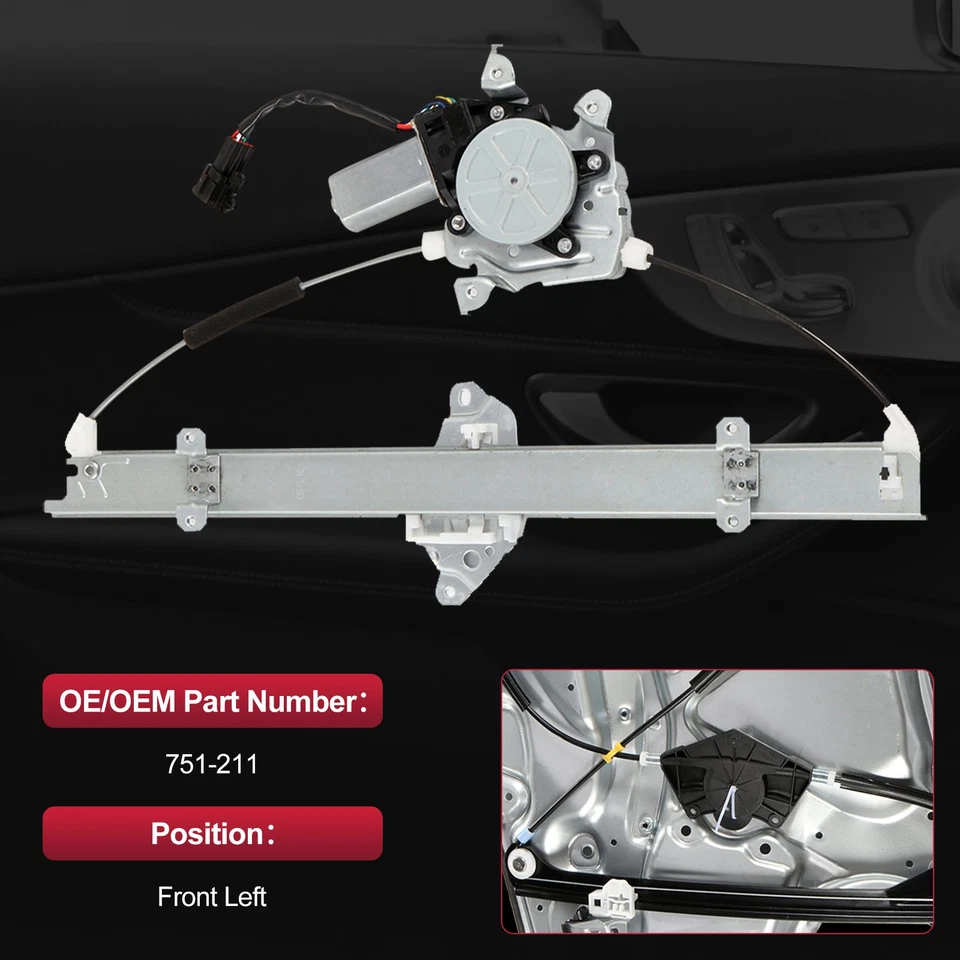 Regulador de ventana eléctrica 1 pieza con motor delantero izquierdo para Nissan Versa 751-211 07-2013 Foto 4 de 4