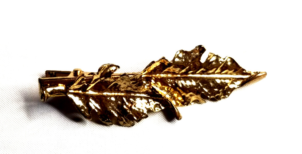 Realistic Oak Leaf Dipped Gold Tone Tie Hair Clip… - image 5