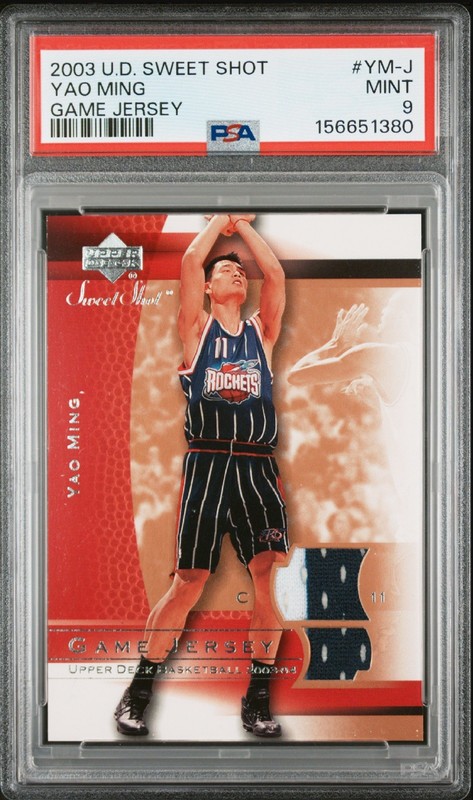 2003 Upper Deck Yao Ming Sweet Shot Game Used Jersey Patch # YM-J