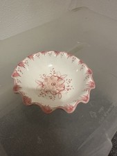 Vestal Portugal Pink Floral Wavy Edge Dish Handpainted Anniversary Birthday Gift