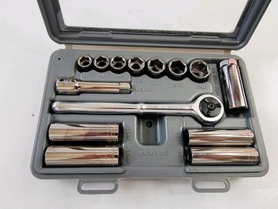 Craftsman #34811 3/8'' Drive Metric 6 Point 14 Pc Socket Set Clear Top Gray Case