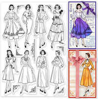 Klare Stempel Im Vintage Stil FüR Diy Scrapbooking, Retro Dame, Transparente Sil