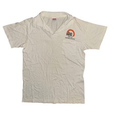 Vintage Anvil Sun Bank Trust Operations Polo Shirt White Made in USA Large