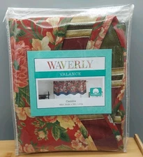 Waverly Villa Carlotta Cabernet Valance Burgundy Red Large Floral  New 48"×19"