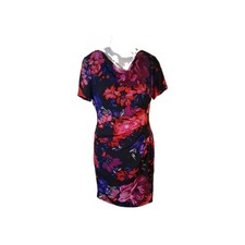 Adrianna Papell Black Floral Cowl Neck Sheath Dress Size 12 