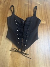 White Fox Fire in Her Eyes Bustier Corset Black Size S