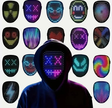 LED Light Up Mask Gesture Sensing RGB Face Mask 50 Patterns Cosplay Party