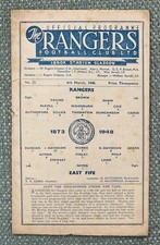 Rangers East Fife Football Programme Scottish Cup Quarter Final 6 Mar 1948 Ibrox