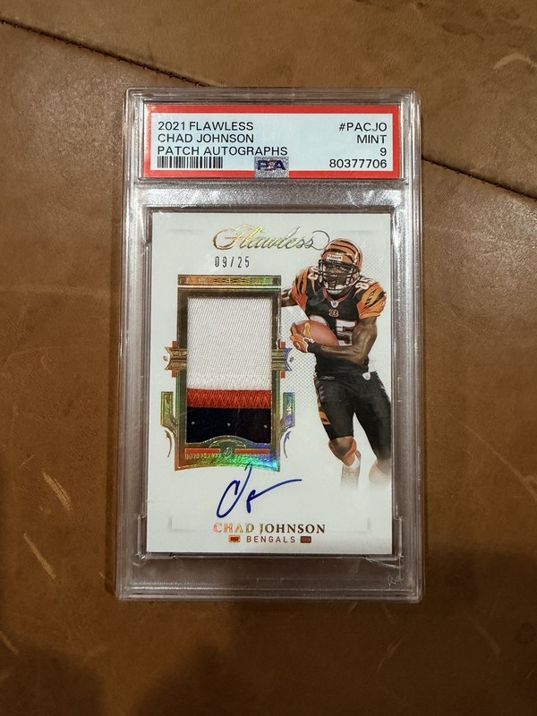 2021 Flawless NFL #pacjo Chad Johnson GOLD Auto #9/25 GAME WORN PSA 9 POP 1