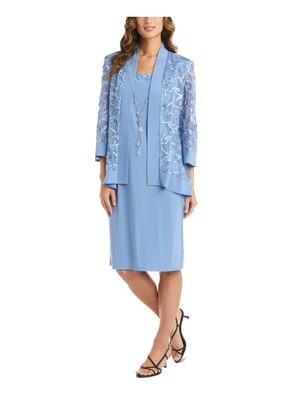 R&M RICHARDS Womens Light Blue Open Front Wear To Work Duster Jacket 12