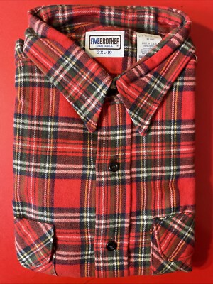 Vintage 60s 70s NOS NWOT Five Brother USA Union Made Flannel