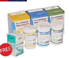 Benecheck Prime Test Strips (Cholesterol, Uric Acid, Glucose) Free Lancet Needle