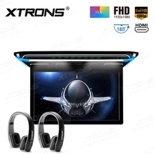 15.6" 1080P Car Roof Mounted Overhead Flip Down Monitor Game HDMI USB IR Headset