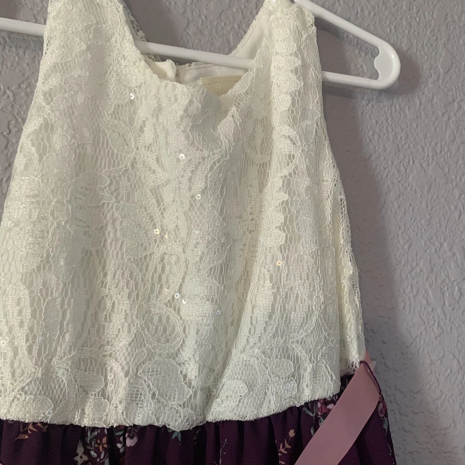 Новый с Ярлыками Lilly Bleu платье девочек размер 4 цветочный/пайетки/лента - Изображение 3 из 4