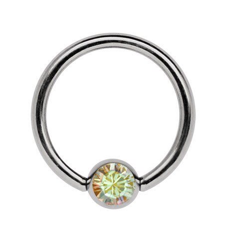 Titanium Intimate Chest Piercing Jewelry Clamping Ring BCR in 1.6mm with 5mm Crystal Ball - Picture 9 of 13