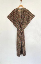 Indian 100% Cotton Black Floral Kaftan Dress Women's Clothing Kaftan Dress US