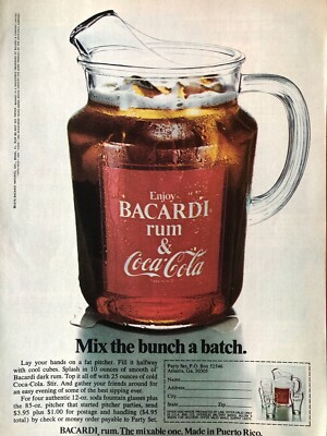 Vintage 1977 Coca Cola Bacardi Rum original color ad