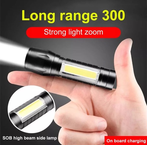 LED flashlight USB rechargeable super bright small torches camping/ hiking - Picture 3 of 6